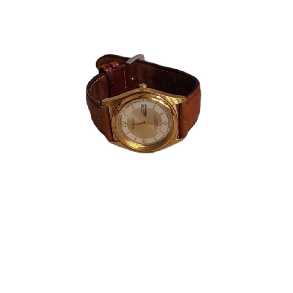 VINTAGE ARMITRON MECHANICAL MEN’S LEATHER WRISTWATCH - Picture 3 of 10